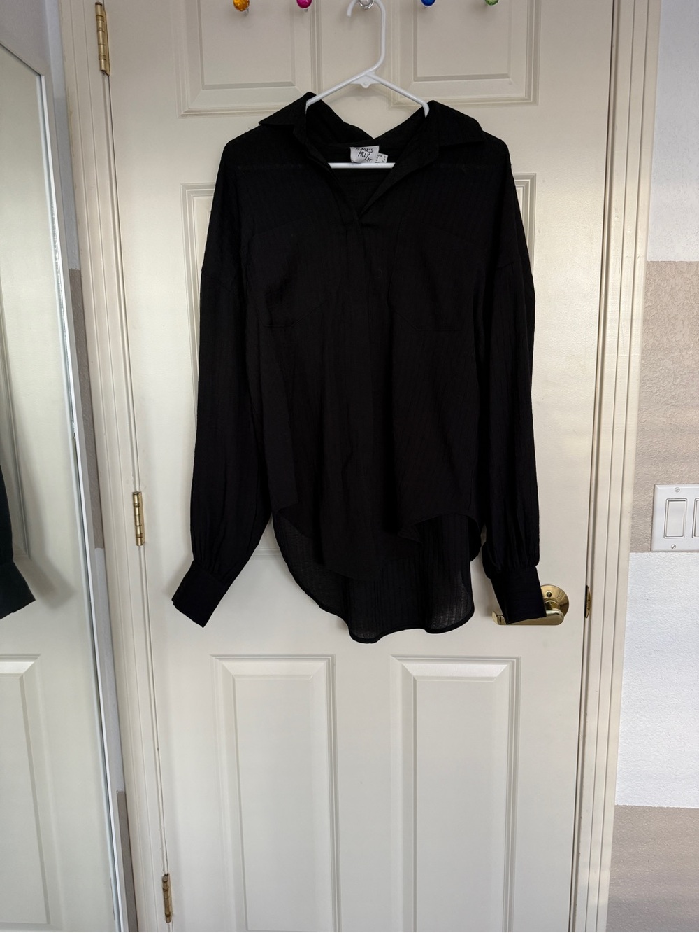 Princess Polly Black Long Sleeve Button-Down Shirt